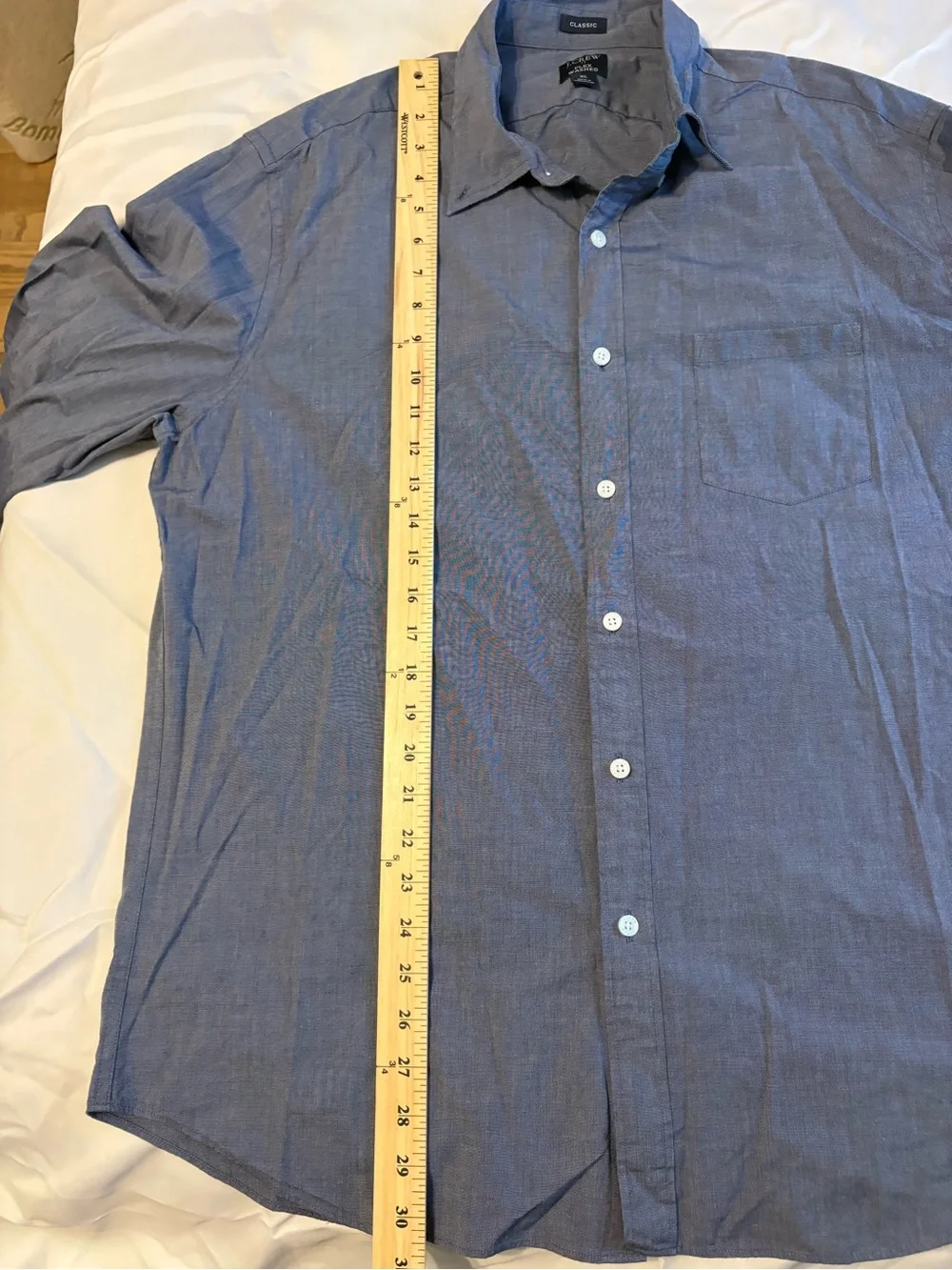 J. Crew Mens XL Classic Flex Washed Button Down Shirt Blue Stretch Oxford